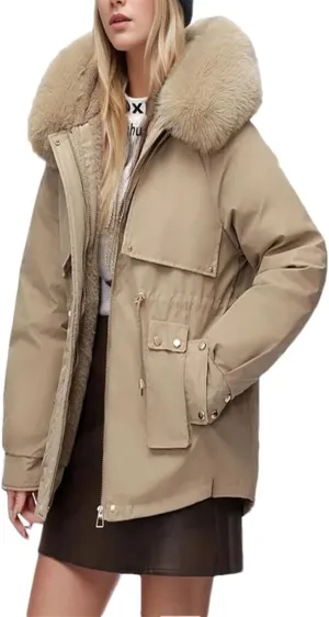 Dvbfufv Women's Winter Padded Jacket Women's Down Cotton Jacket Female Elegant Loose Thicken Warm Parka Coats