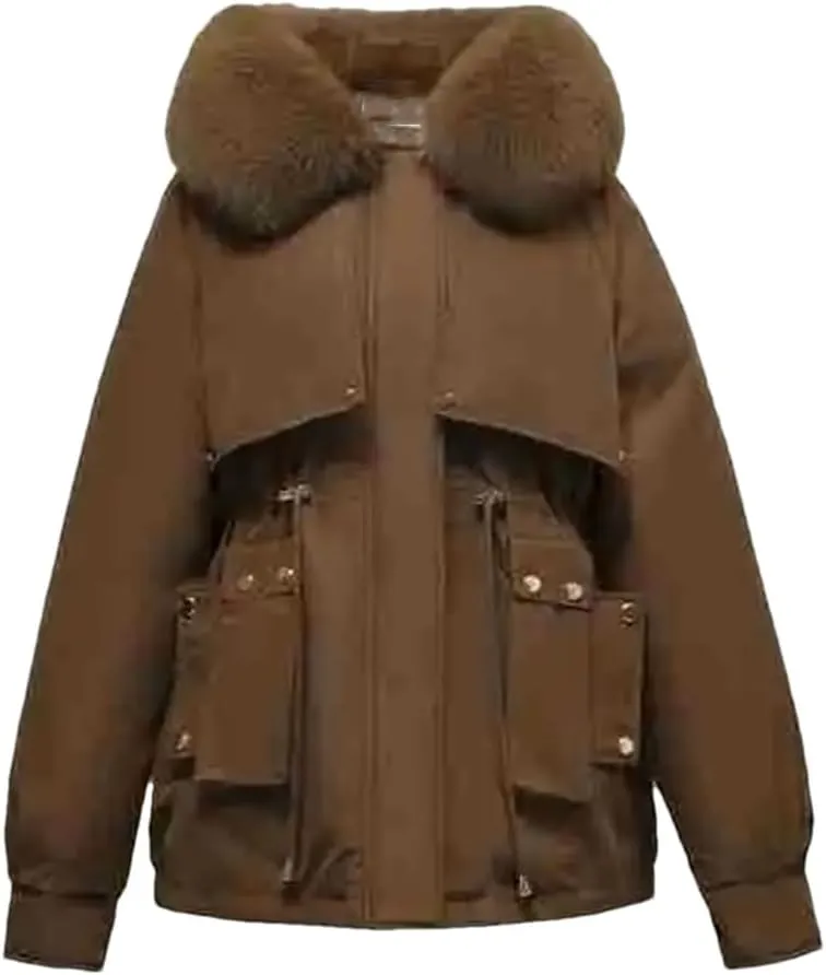 Dvbfufv Women's Winter Padded Jacket Women's Down Cotton Jacket Female Elegant Loose Thicken Warm Parka Coats