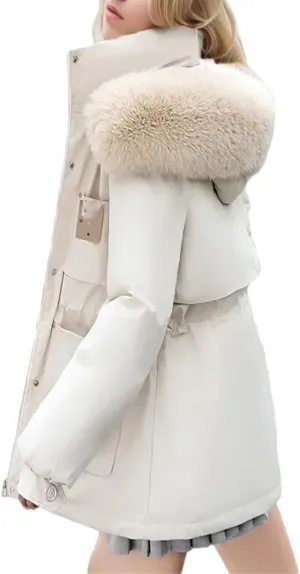 Dvbfufv Women's Winter Parka Jacket Thick Warm Hooded Coat Female Cotton Padded Coat