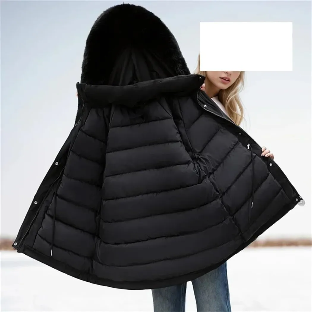 Dvbfufv Women's Winter Parka Jacket Thick Warm Hooded Coat Female Cotton Padded Coat