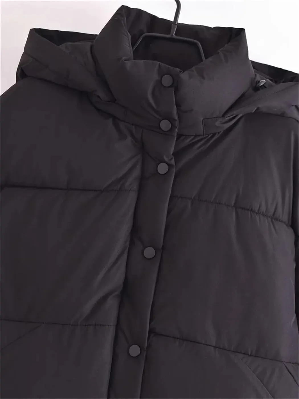Dvbfufv Women's Winter Puffer Jacket Women Hooded Snowboard Cropped Cotton Padded Parka Jacket Windbreaker Coat