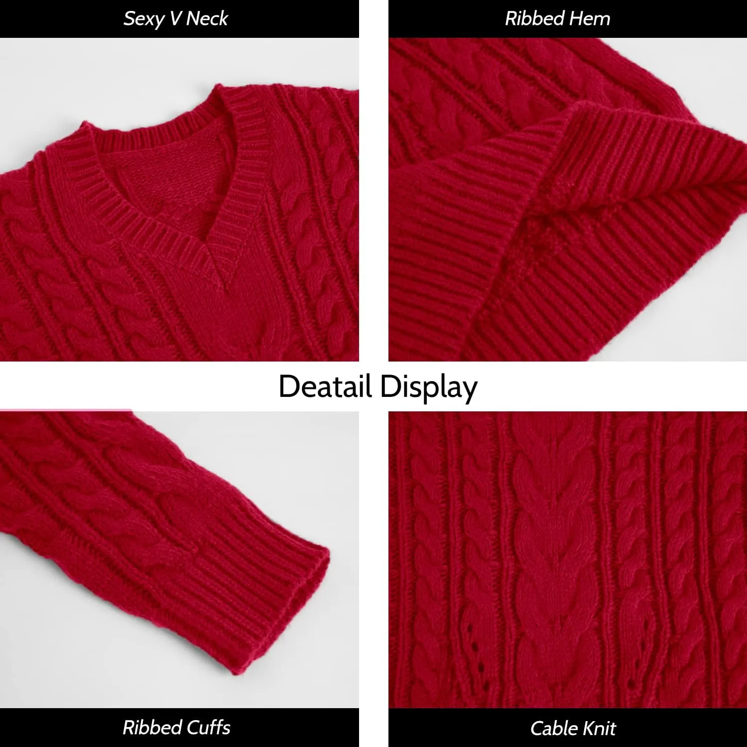 Dyexces Plus Size Sweaters for Women V Neck Long Sleeve Cable Knit Sweaters Casual Fall Sweaters Soft Jumper Tops