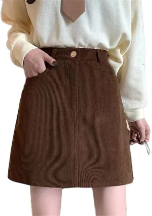 Elasticated Waist Pleated Skirt for Women, Autumn Winter Comfort Fit