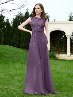 Elegant Illusion Lace Appliqued Dress With Buttons Plum Plus Size