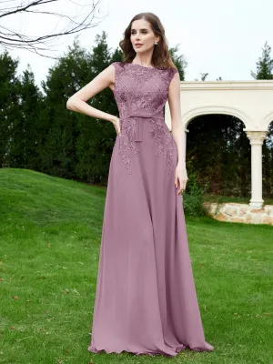 Elegant Illusion Lace Appliqued Dress With Buttons Wisteria