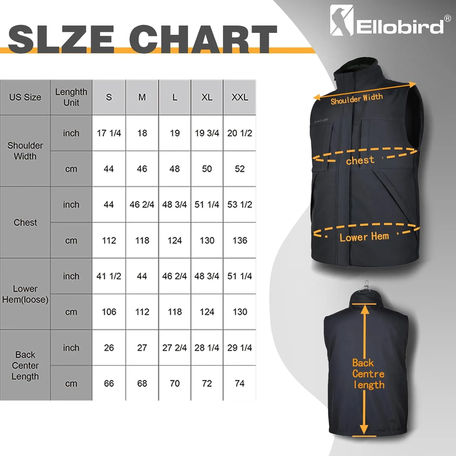 Ellobird Men's Softshell Vest, Warm Windproof Zip Pockets Waterproof Outerwear, Casual Hiking Travel Golf Sleeveless Jacket