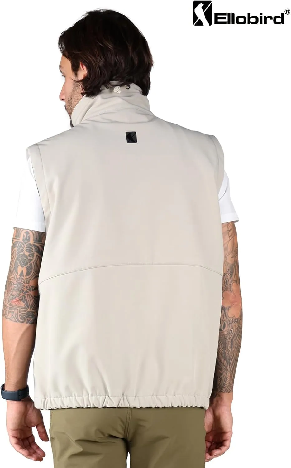 Ellobird Men's Softshell Vest, Warm Windproof Zip Pockets Waterproof Outerwear, Casual Hiking Travel Golf Sleeveless Jacket