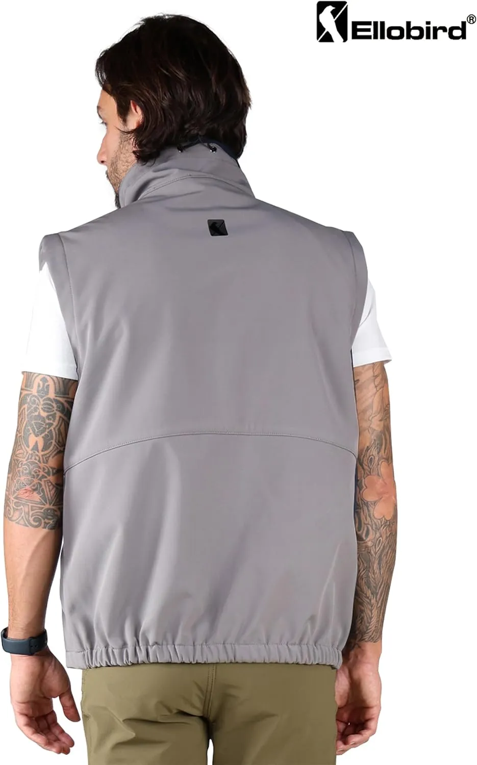 Ellobird Men's Softshell Vest, Warm Windproof Zip Pockets Waterproof Outerwear, Casual Hiking Travel Golf Sleeveless Jacket