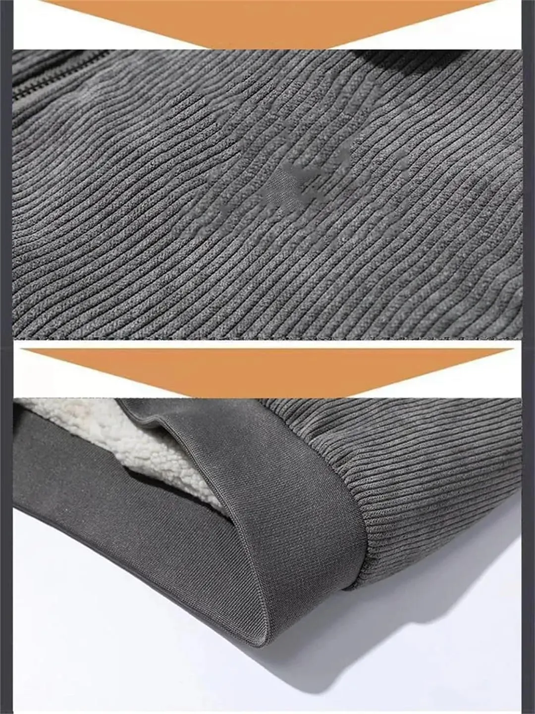 ERFMFKL Mens Cotton-Padded Corduroy Thickened Business Jacket Warm Solid Zipper Coat With Pocket