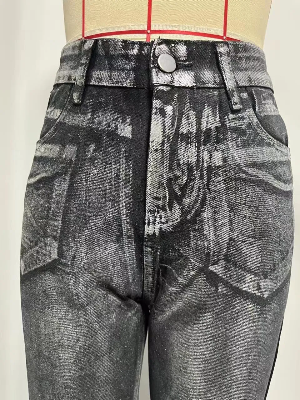 Fashion Hot Silver High Waist Straight Jeans