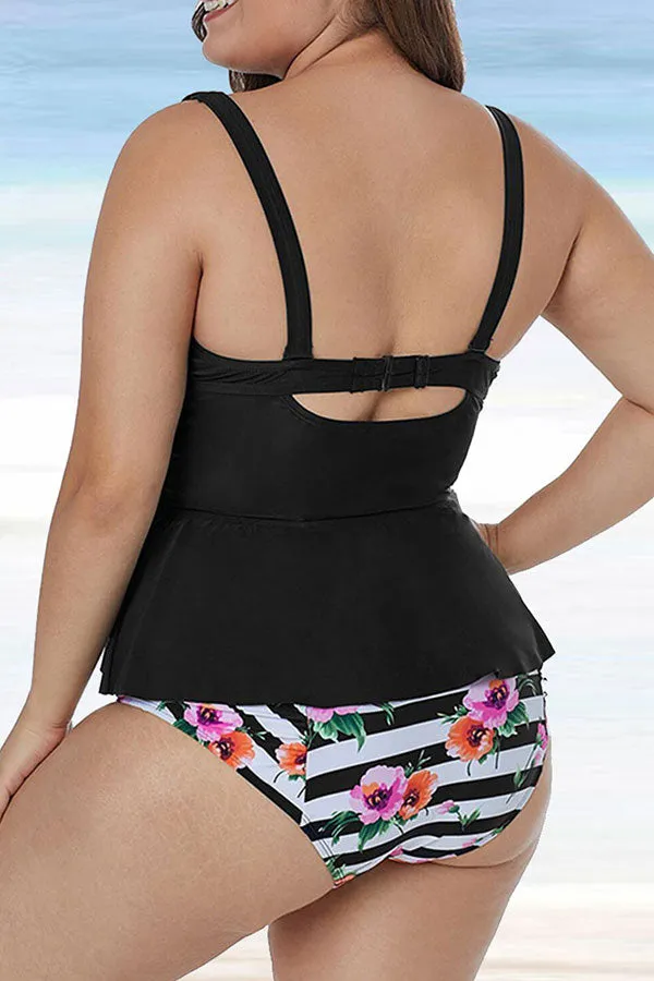 Floral Print High Waist Sweet Tankini