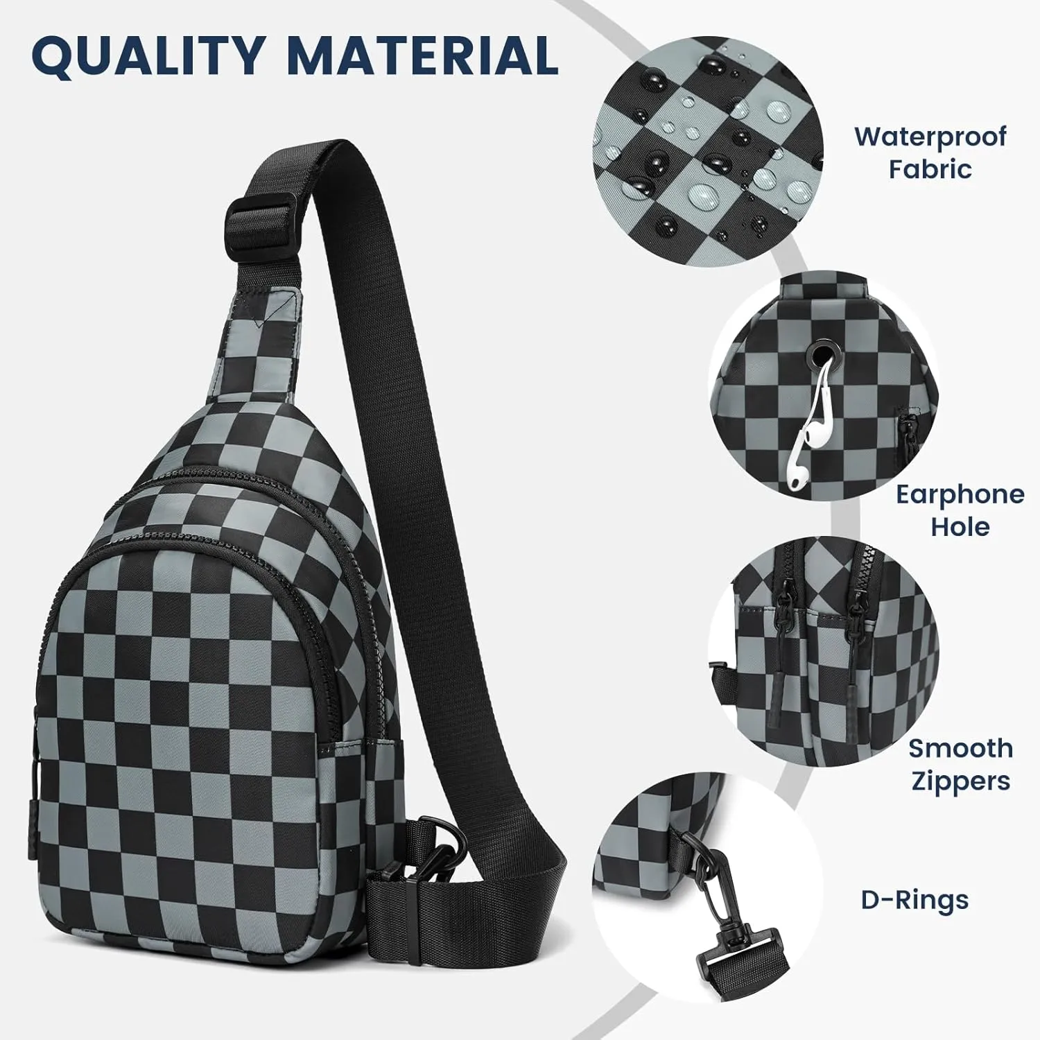 FODOKO Sling Crossbody Bag Main Compartment, Zippered Front Pockets, Adjustable Shoulder Strap, Water-Resistant LightweightNew for 2025 (dark gray)