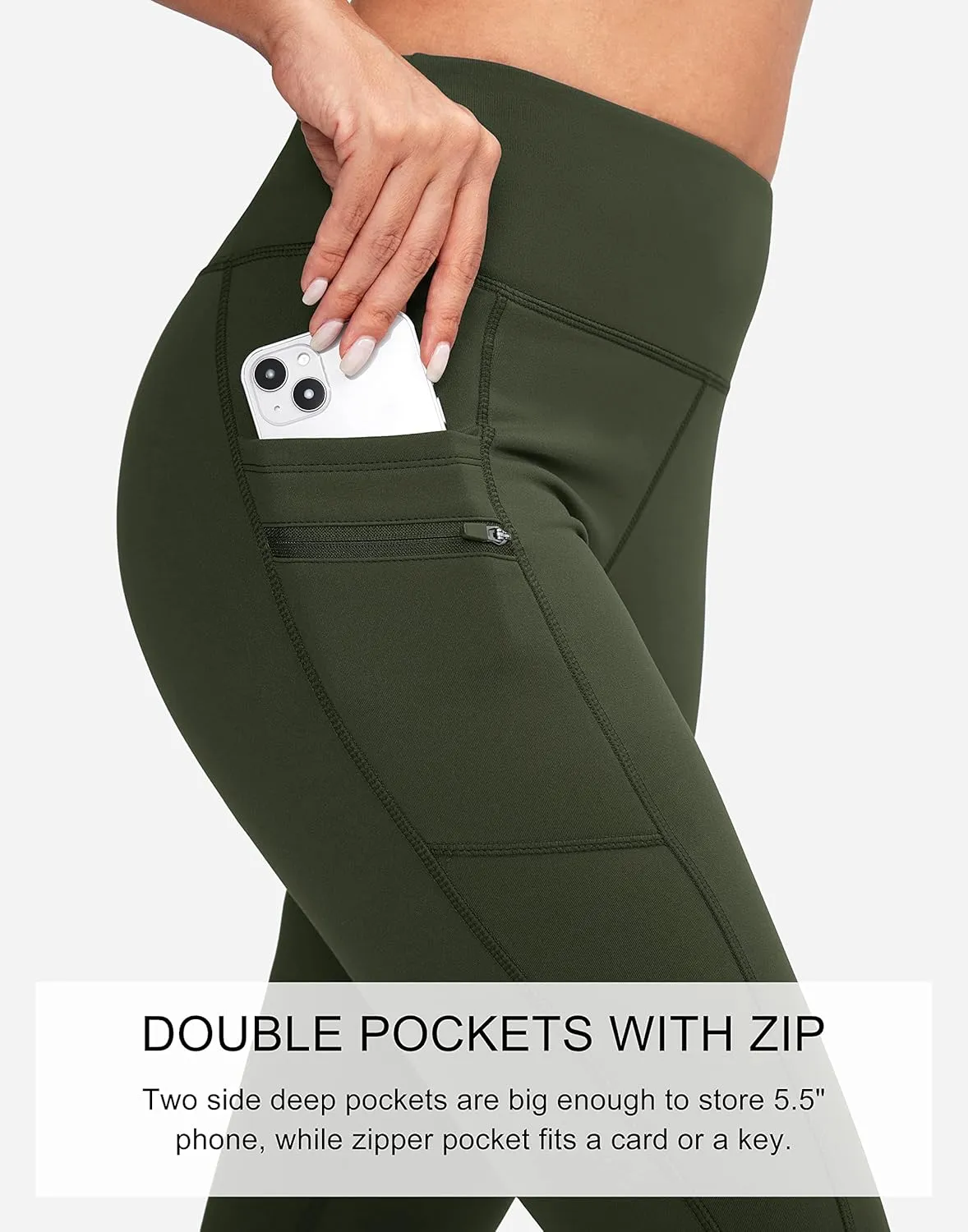 G Gradual Women's Fleece Lined Winter Leggings with Pockets Water Resistant High Waisted Thermal Warm Pants Running Hiking