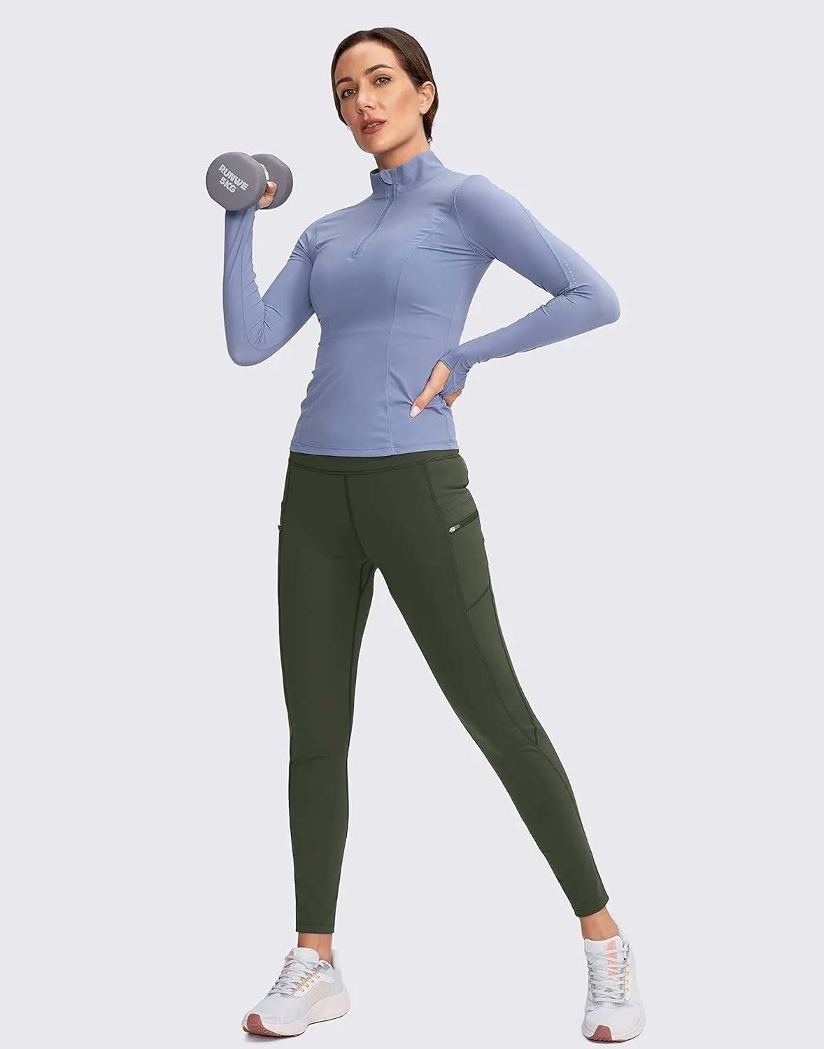 G Gradual Women's Fleece Lined Winter Leggings with Pockets Water Resistant High Waisted Thermal Warm Pants Running Hiking