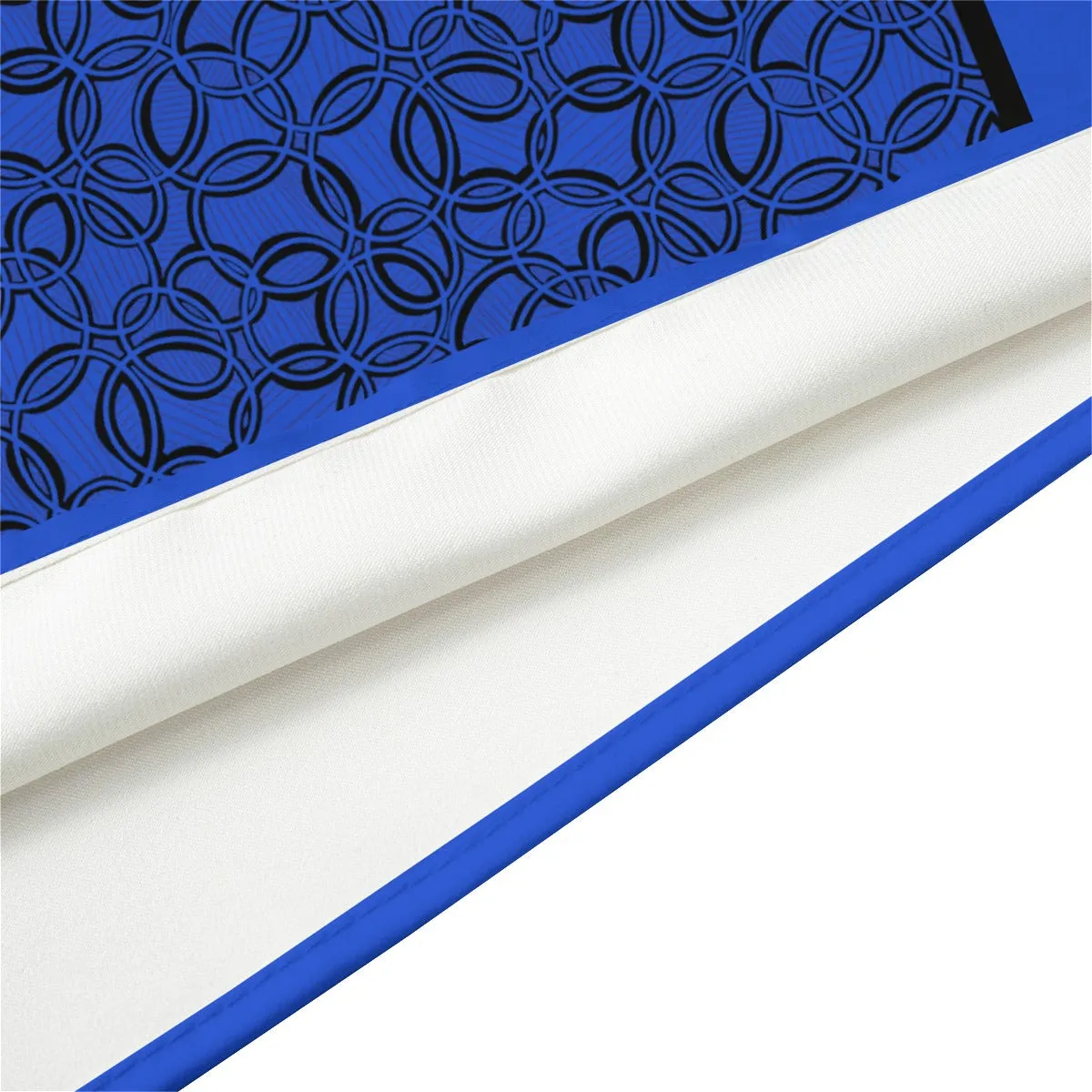 Geometric Blue & Black Geometric Silk Scarf. Design hand-painted.
