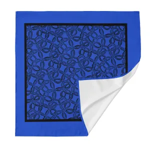Geometric Blue & Black Geometric Silk Scarf. Design hand-painted.