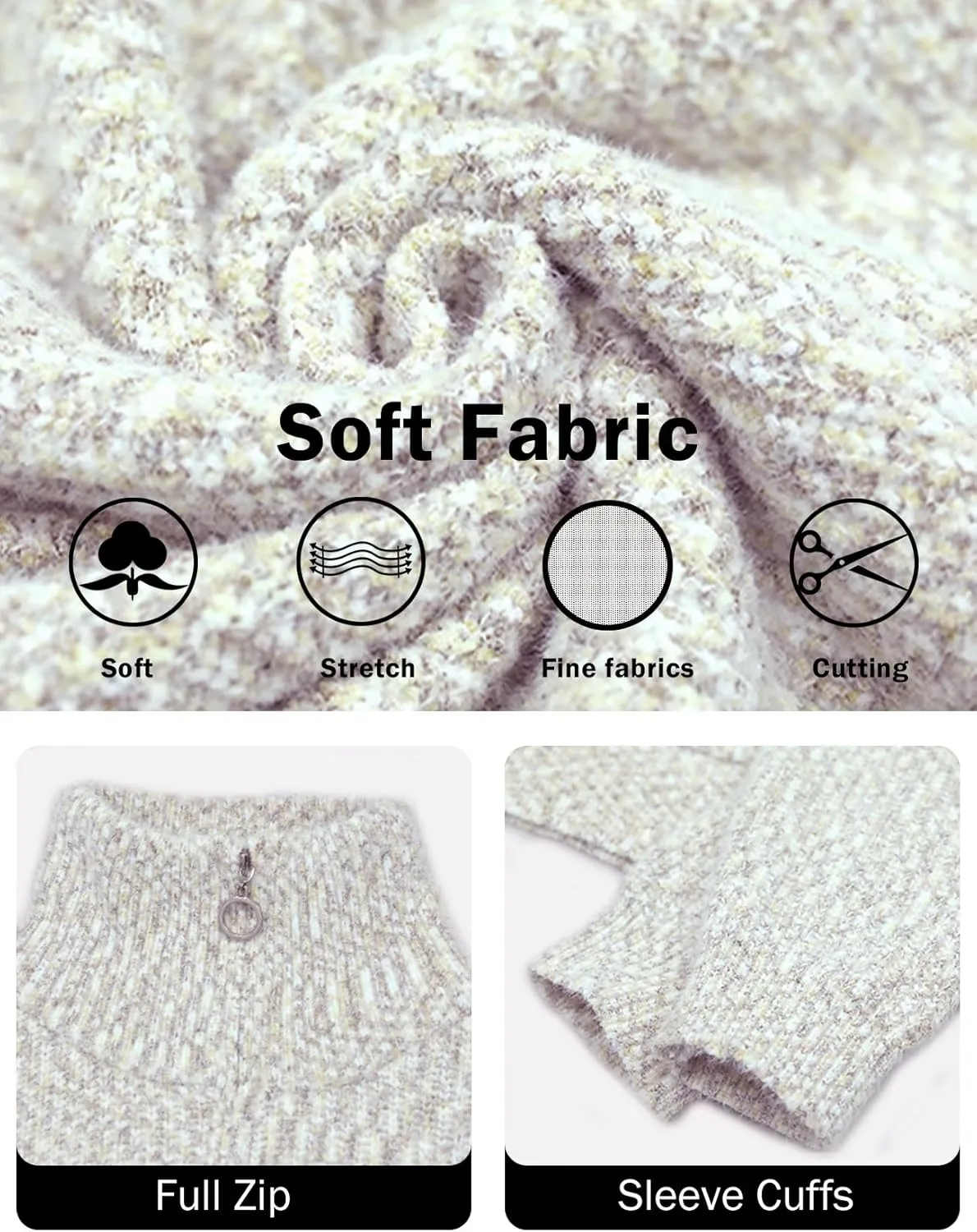 Gihuo Womens Cardigan Sweaters Long Sleeve Lightweight Fuzzy Knit Fall Sweaters 2024 Zip Up Knitted Coat Knitwear