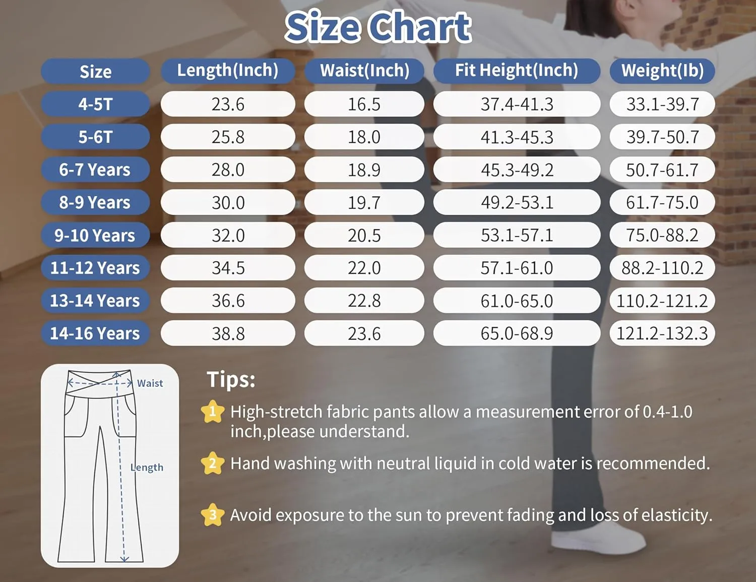 Girls' Leggings Cross Flare Pants with Pockets Black Soft Stretchy High Waisted Pants for Kids Child Yoga Dance