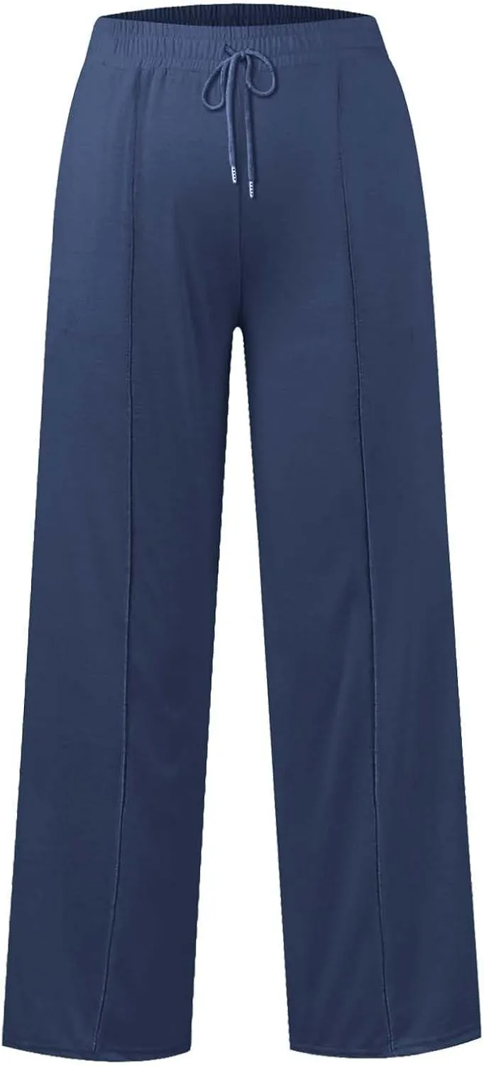 Girls Wide Leg Sweatpants High Waisted Baggy Drawstring Pants Elastic Elevated Seams Loose Active Pants with Pockets