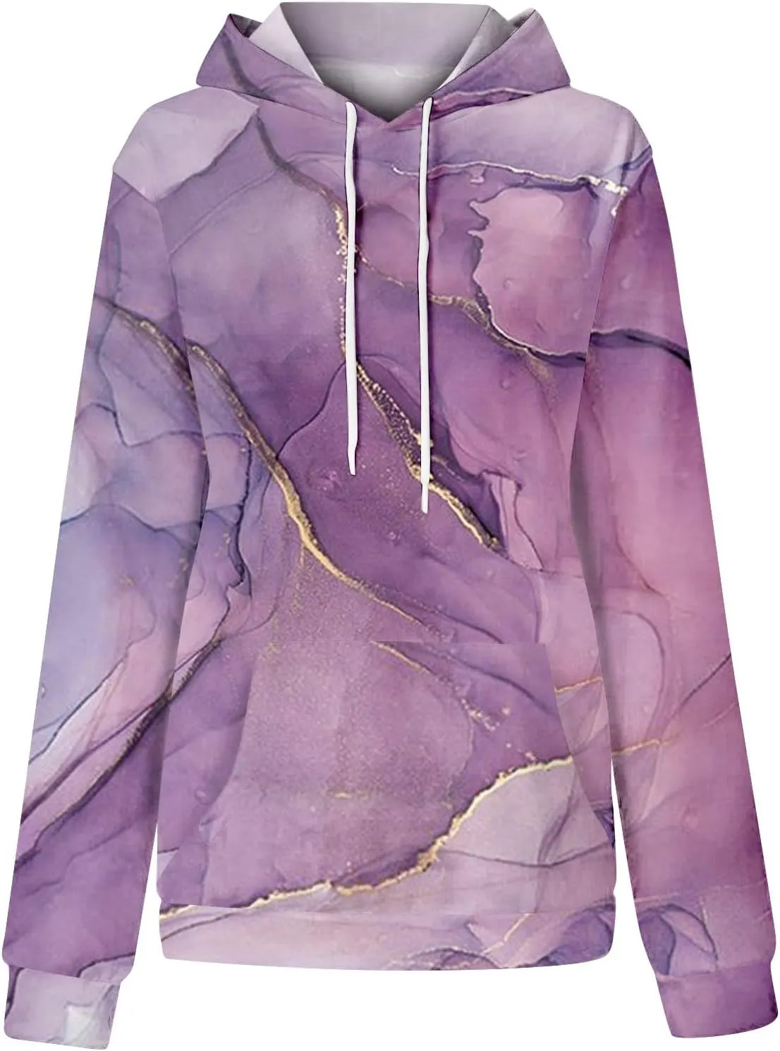 GOFULY Women Sweatshirt Fall Marble Print Hoodies Lightweight Winter Sweatshirt Long Sleeve Drawstring Pullover With Pocket