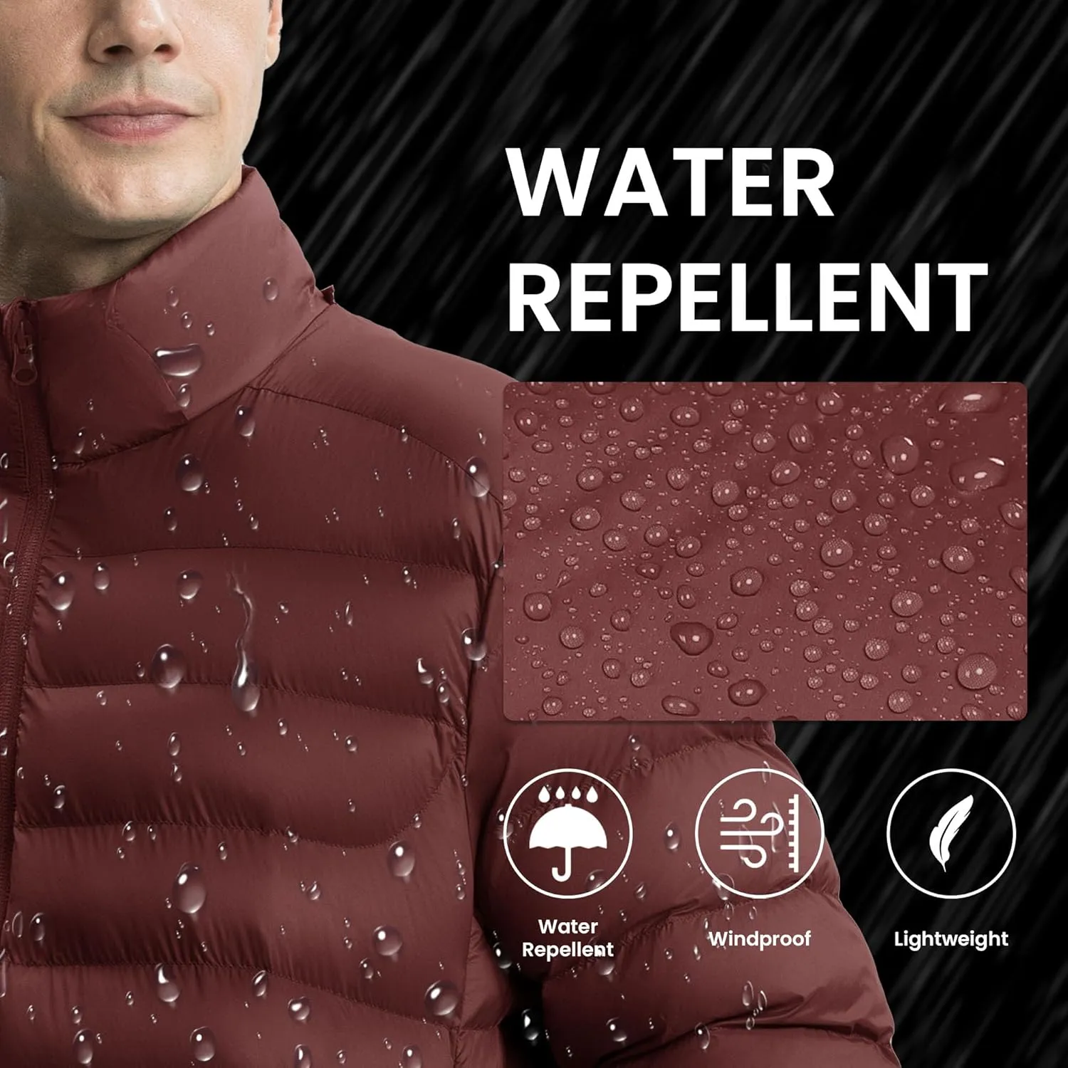 Gopune Men's Lightweight Puffer Jacket Detachable Hooded Water Resistant Puffy Winter Down Jackets for Snow Ski Travel