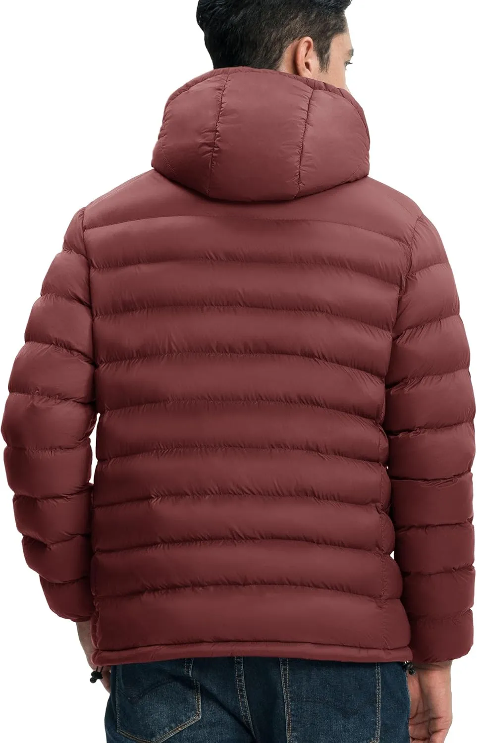 Gopune Men's Lightweight Puffer Jacket Detachable Hooded Water Resistant Puffy Winter Down Jackets for Snow Ski Travel