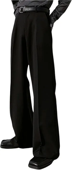 GORGLITTER Men's Flare Dress Pants Wide Leg Pants Office Business Trousers with Pockets Casual