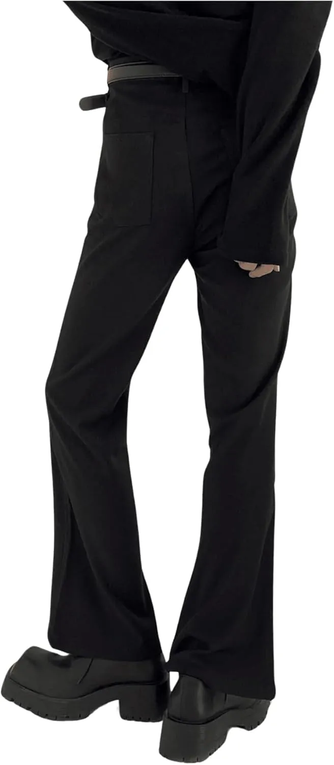 GORGLITTER Men's Flare Dress Pants Wide Leg Pants Office Business Trousers with Pockets Casual