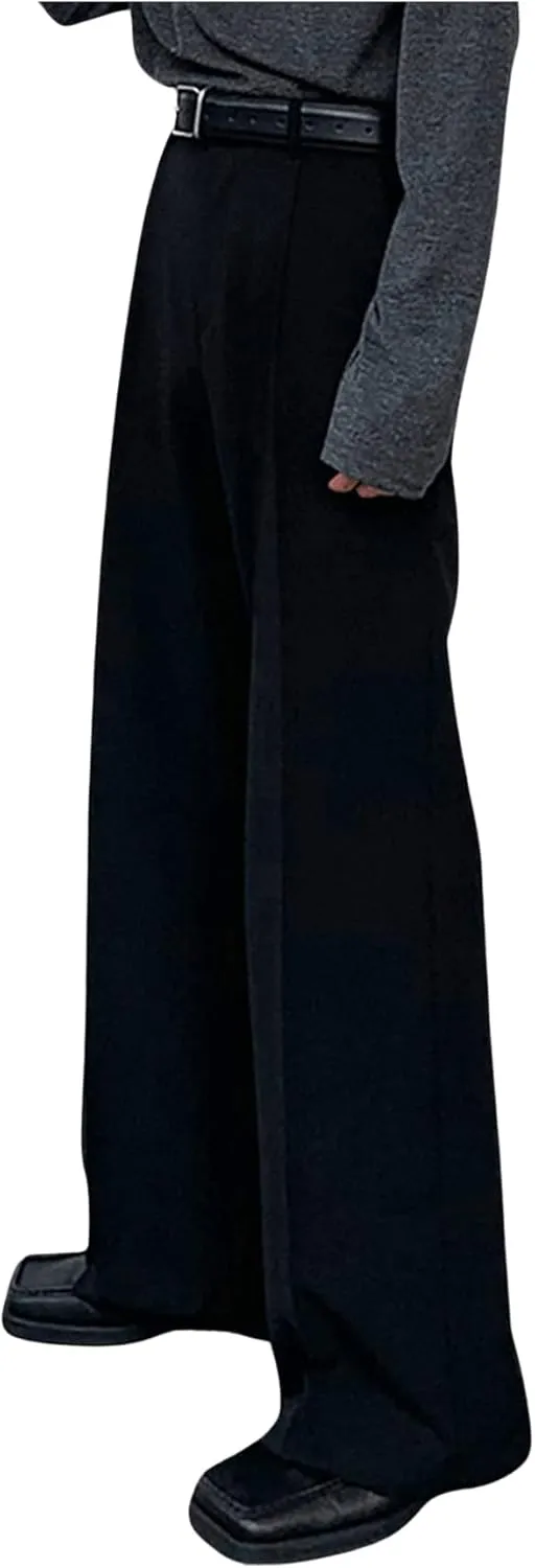 GORGLITTER Men's Flare Dress Pants Wide Leg Pants Office Business Trousers with Pockets Casual