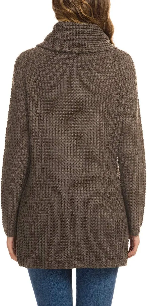 GRECERELLE Womens Turtleneck Sweaters 2024 Fall Chunky Long Sleeve Asymmetric Knit Pullover Sweaters