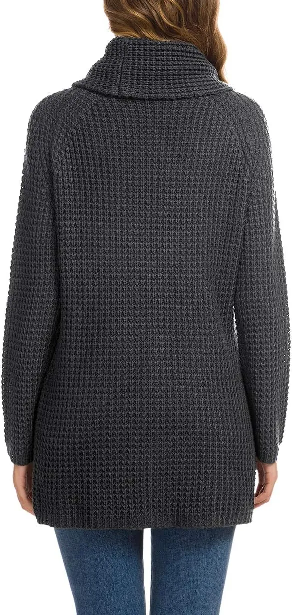 GRECERELLE Womens Turtleneck Sweaters 2024 Fall Chunky Long Sleeve Asymmetric Knit Pullover Sweaters