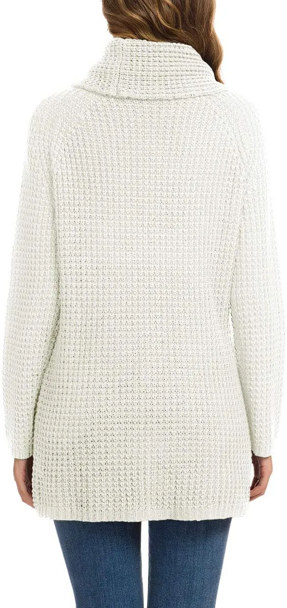 GRECERELLE Womens Turtleneck Sweaters 2024 Fall Chunky Long Sleeve Asymmetric Knit Pullover Sweaters