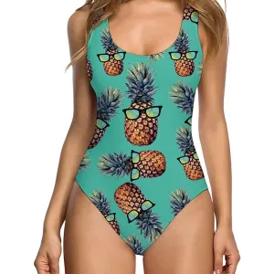 Green Sunglasses Pineapple Ugly One Piece Bathing Suit