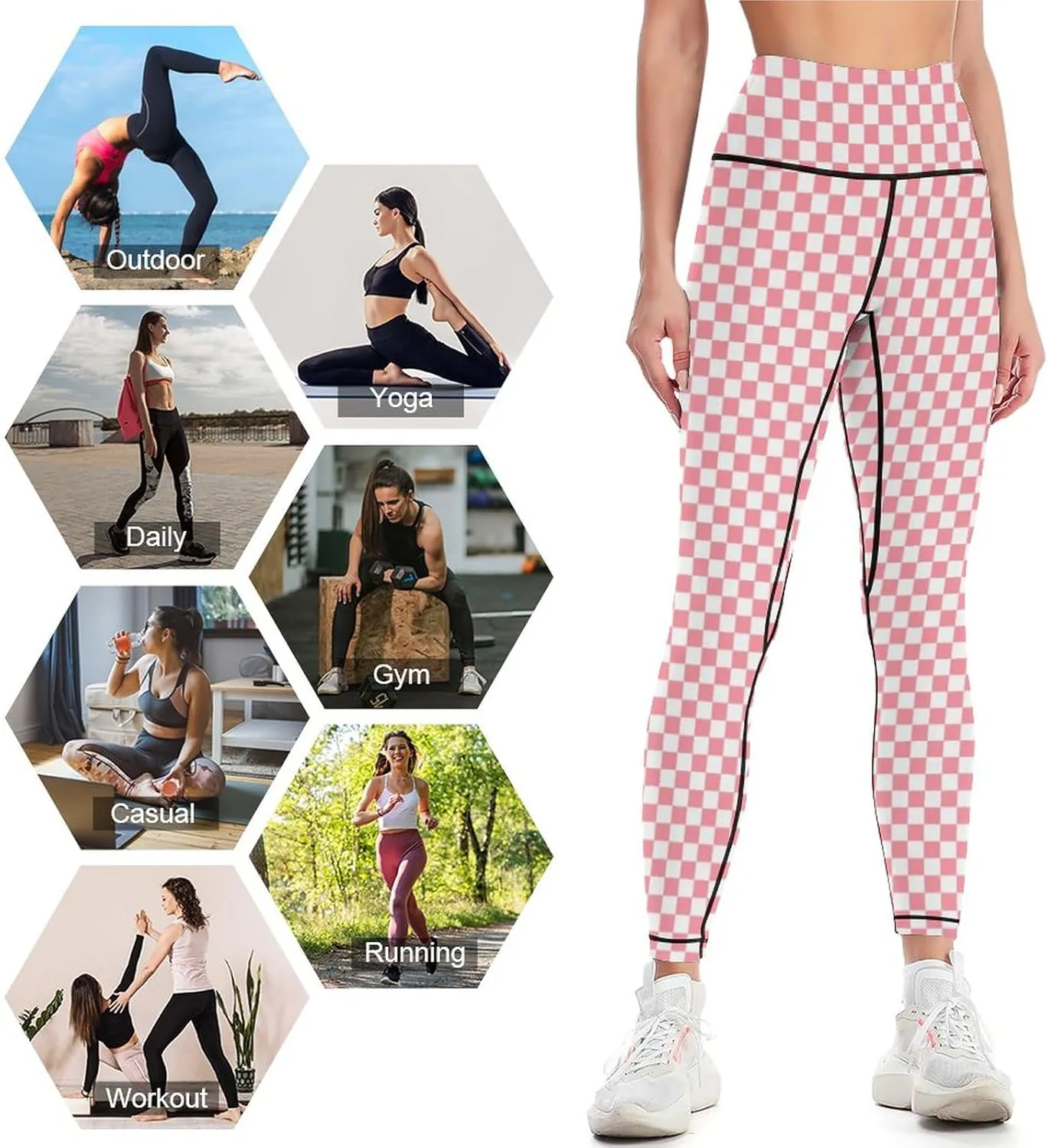 High Waisted Yoga Pants for Women Tummy Control 4 Way Stretch Running Workout Leggings Athletic Yoga Pants