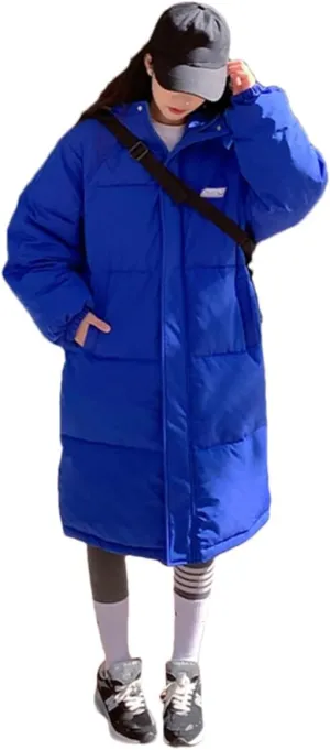 Hndudnff Women's Down Feather Jackets Coat Winter Thickening Warm Bubble Long Puffer Cotton Padded Outwear
