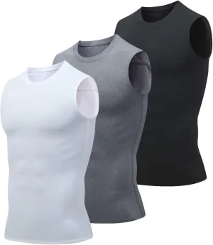 HNVAVQ 3 Pcs Workout Tank Tops for Men Sleeveless Athletic Training Shirts Quick Dry Breathable Gym Vest