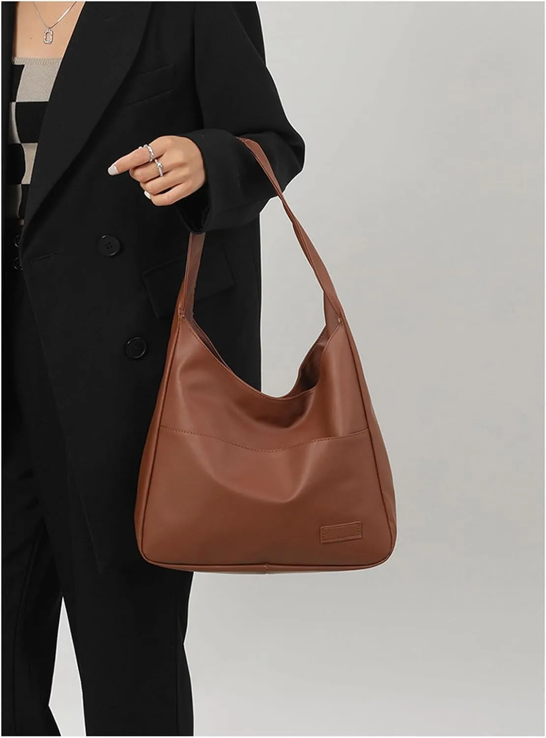Hobo Bag Women's Fashion Vegetarian Leather Handbag Wallet Casual Trend Large Soft Shoulder Bag