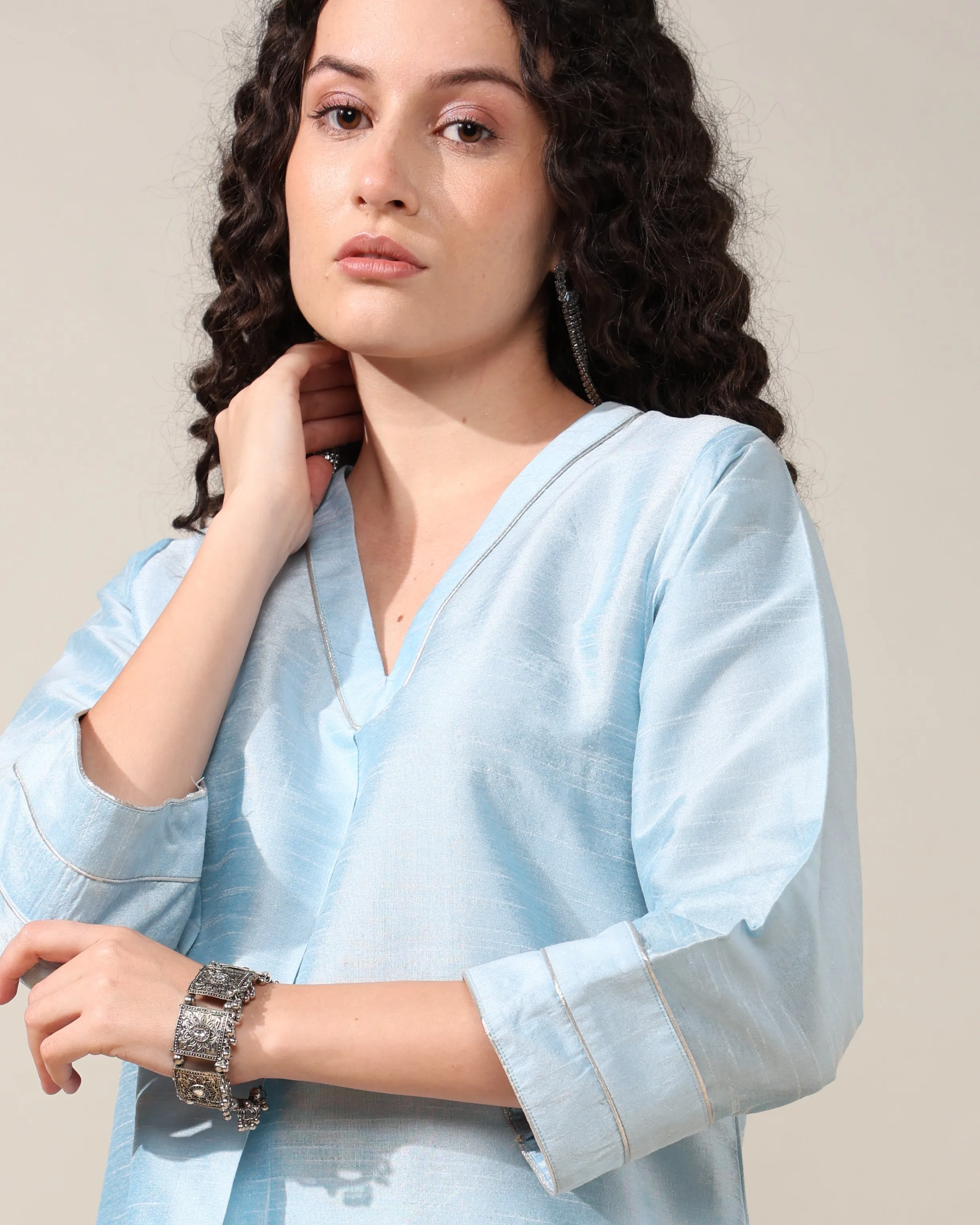 HOK ENSEMBLE - Sky Dupion silk Suit set