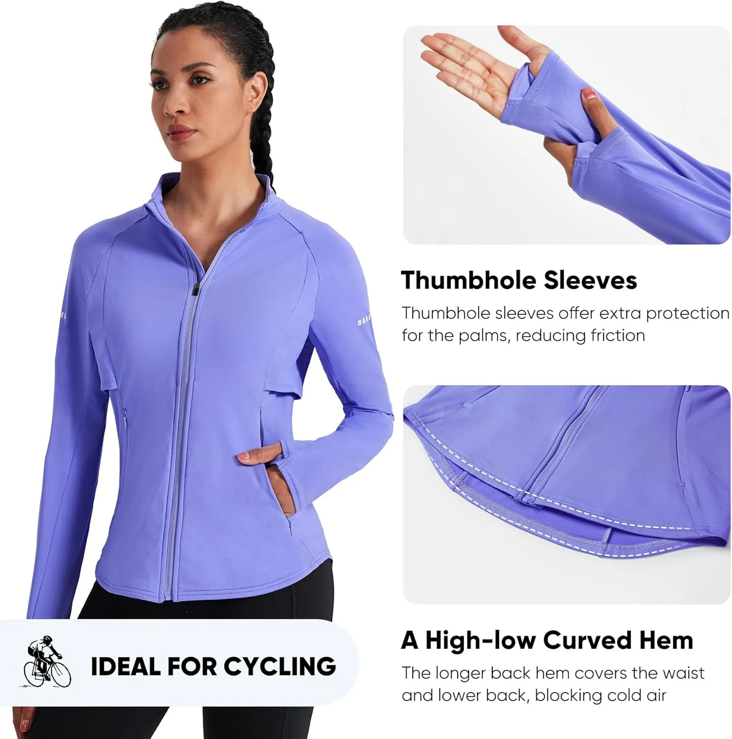 HOTSUIT Womens Running Jacket Thermal Water Resistant Full Zip Cycling Jacket for Winter Reflective