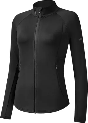 HOTSUIT Womens Running Jacket Thermal Water Resistant Full Zip Cycling Jacket for Winter Reflective