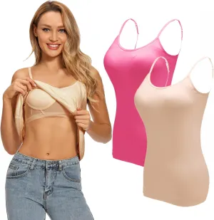 Ibeauti Womens Camisoles Tops with Built in Padded Bra Basic Breathable Tank Top