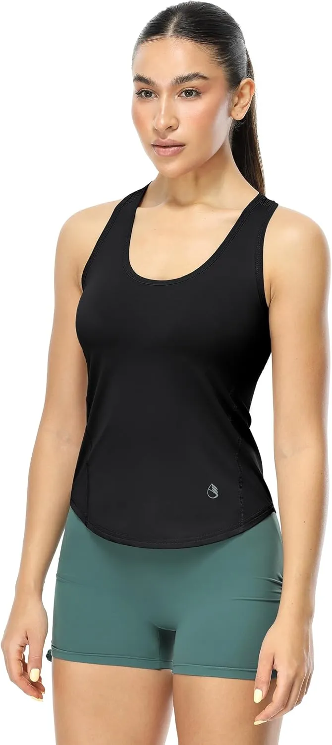icyzone Racerback Workout Tank Tops for Women, Breathable Quick Dry Gym Athletic Yoga Exercise Running Shirts