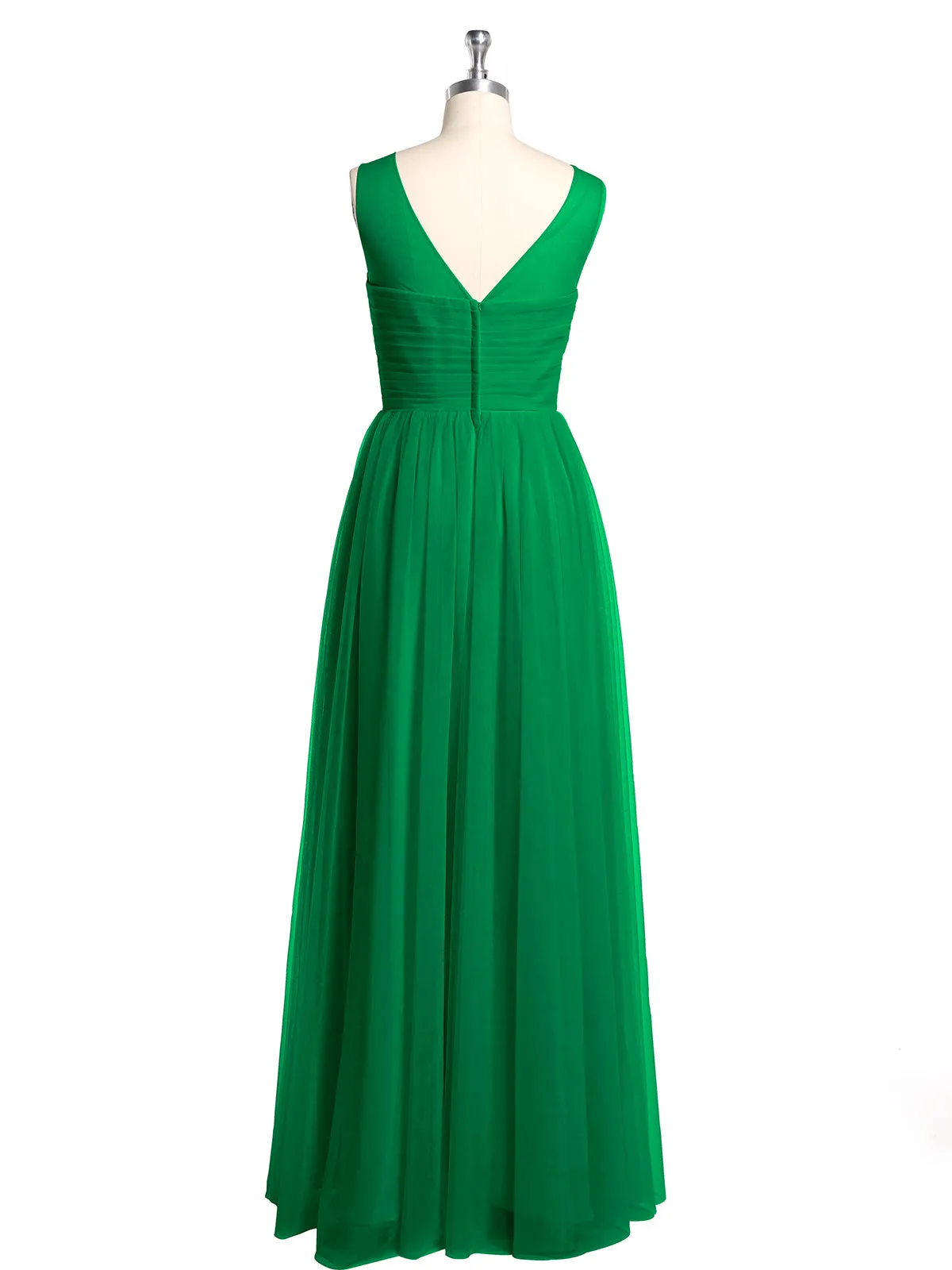 Illusion Neck Cross Tulle Bridesmaid Dresses-Emerald