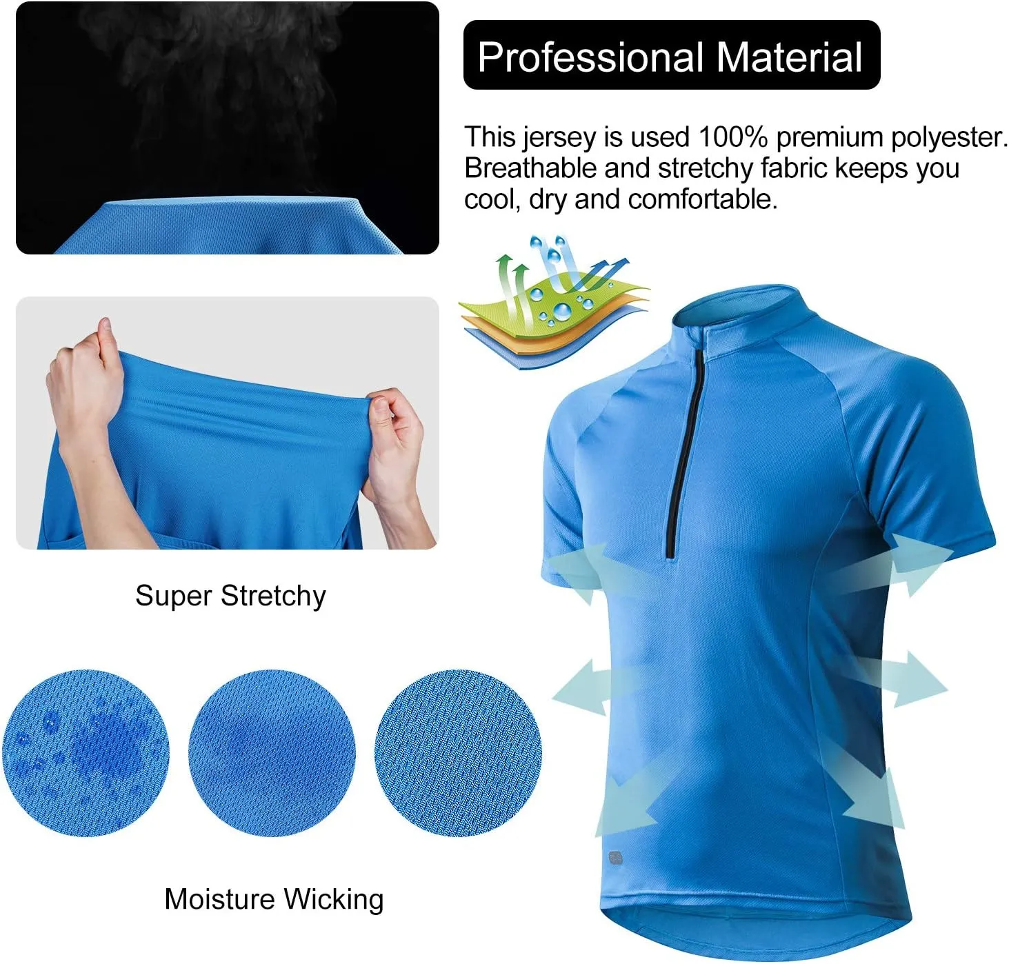 INBIKE Men's Cycling Jerseys Moisture Wicking Short Sleeve Quick Dry Bike Jersey Long Sleeve Running Tops Breathable