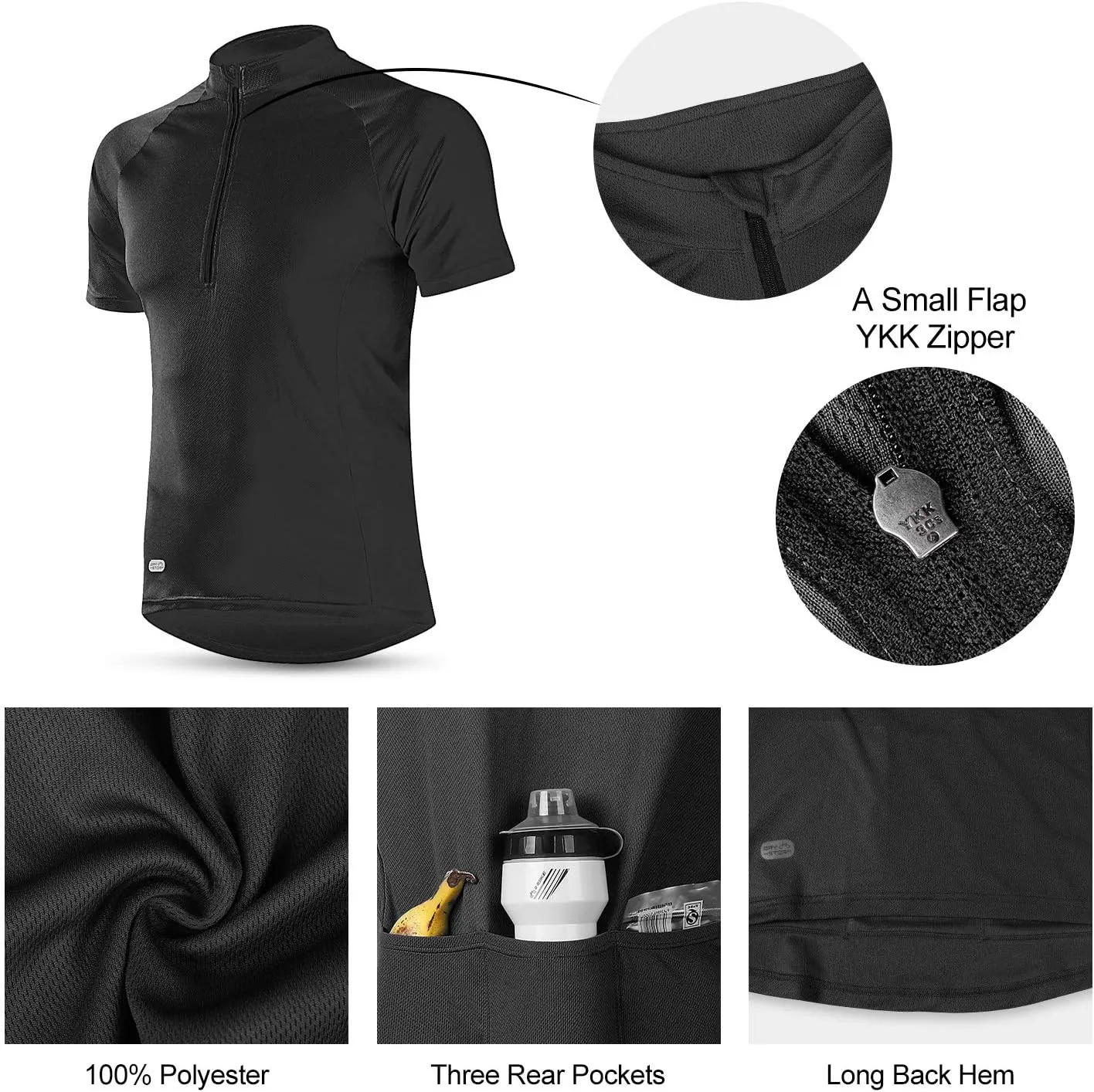 INBIKE Men's Cycling Jerseys Moisture Wicking Short Sleeve Quick Dry Bike Jersey Long Sleeve Running Tops Breathable