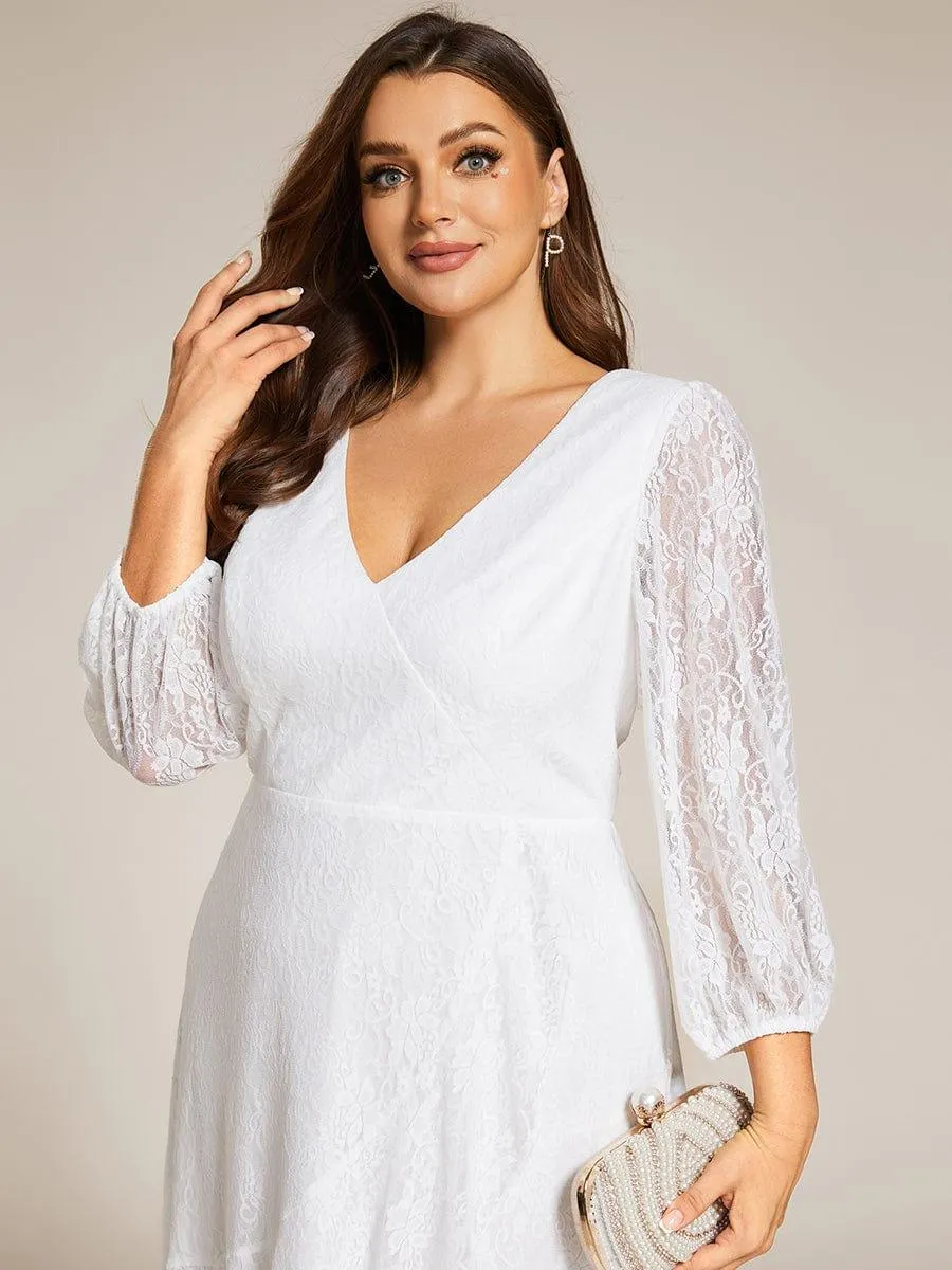 Irene | Elegant Lace A-Line Long Sleeves Midi Wedding Guest Dress
