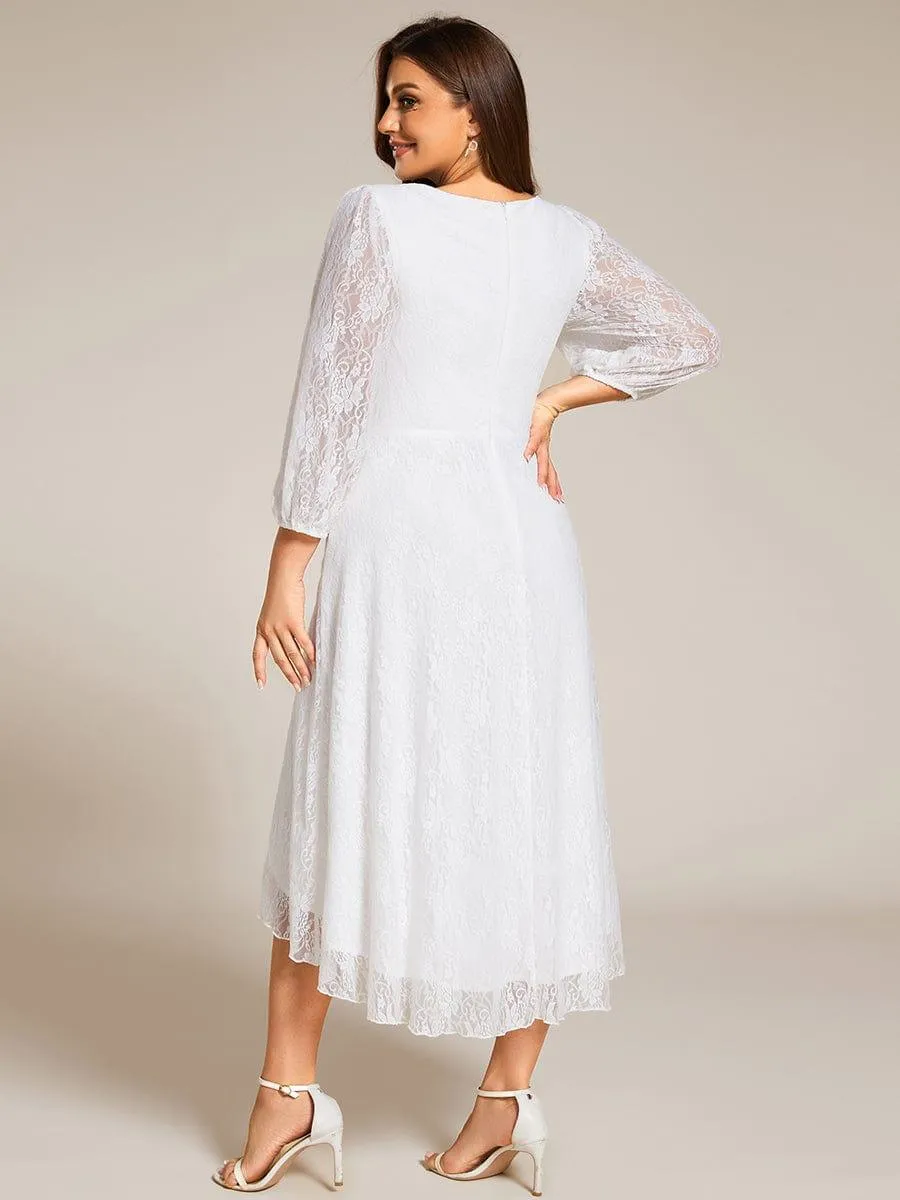 Irene | Elegant Lace A-Line Long Sleeves Midi Wedding Guest Dress
