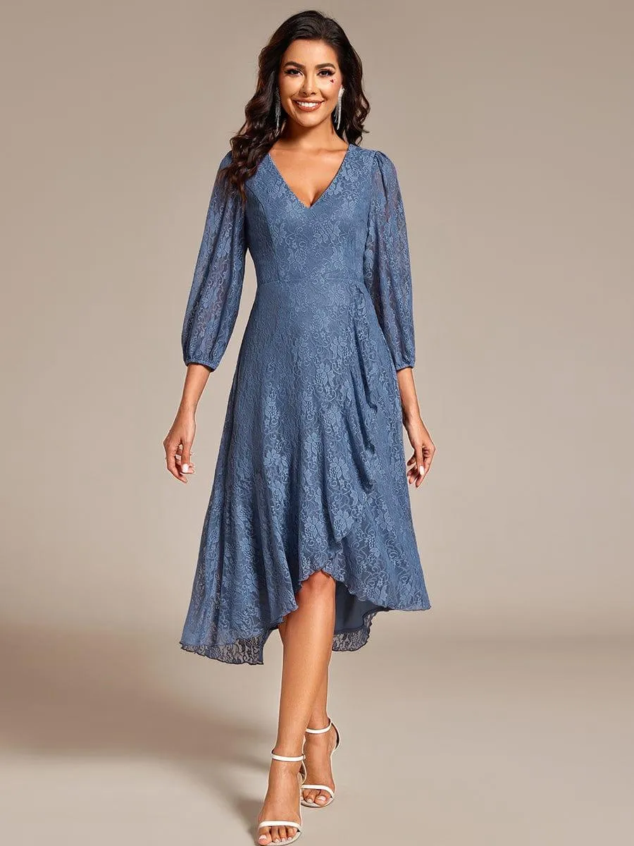 Irene | Elegant Lace A-Line Long Sleeves Midi Wedding Guest Dress