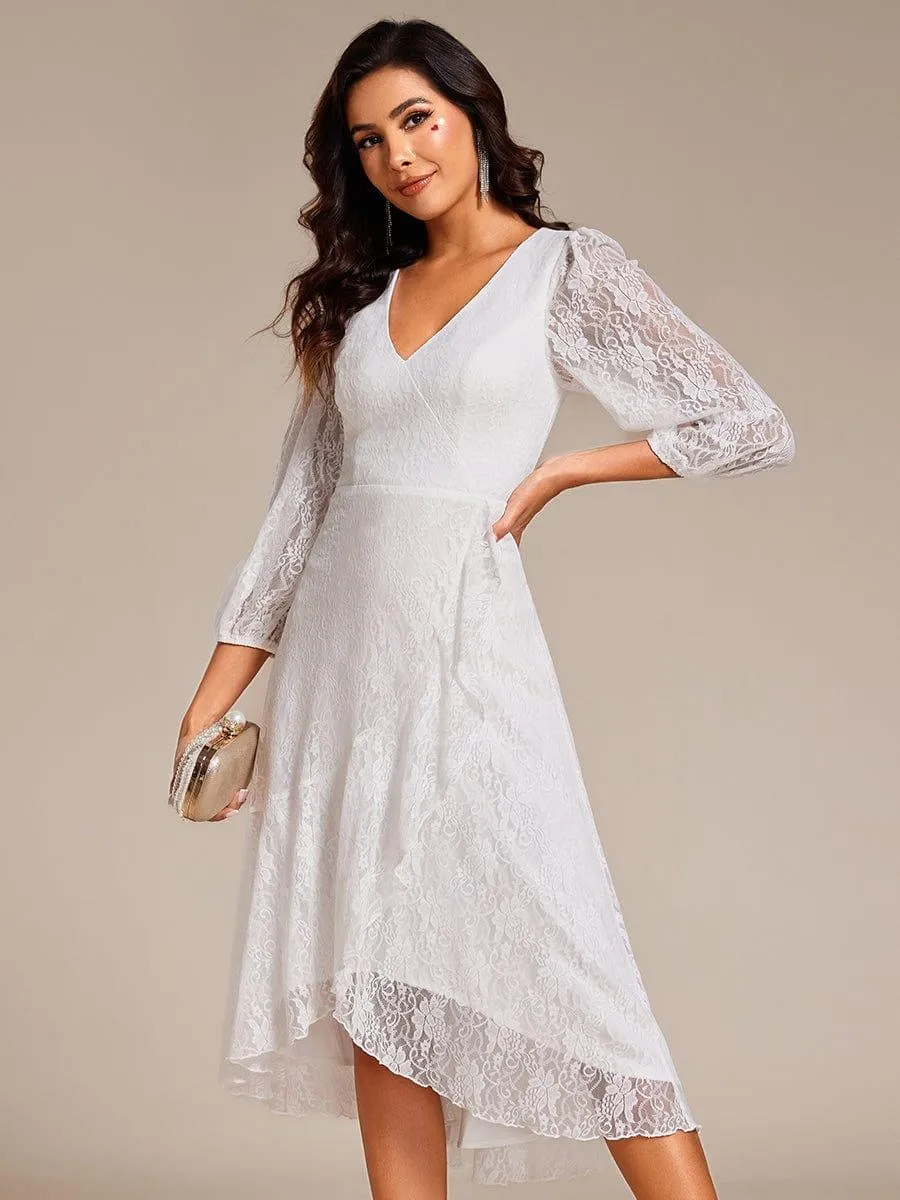 Irene | Elegant Lace A-Line Long Sleeves Midi Wedding Guest Dress