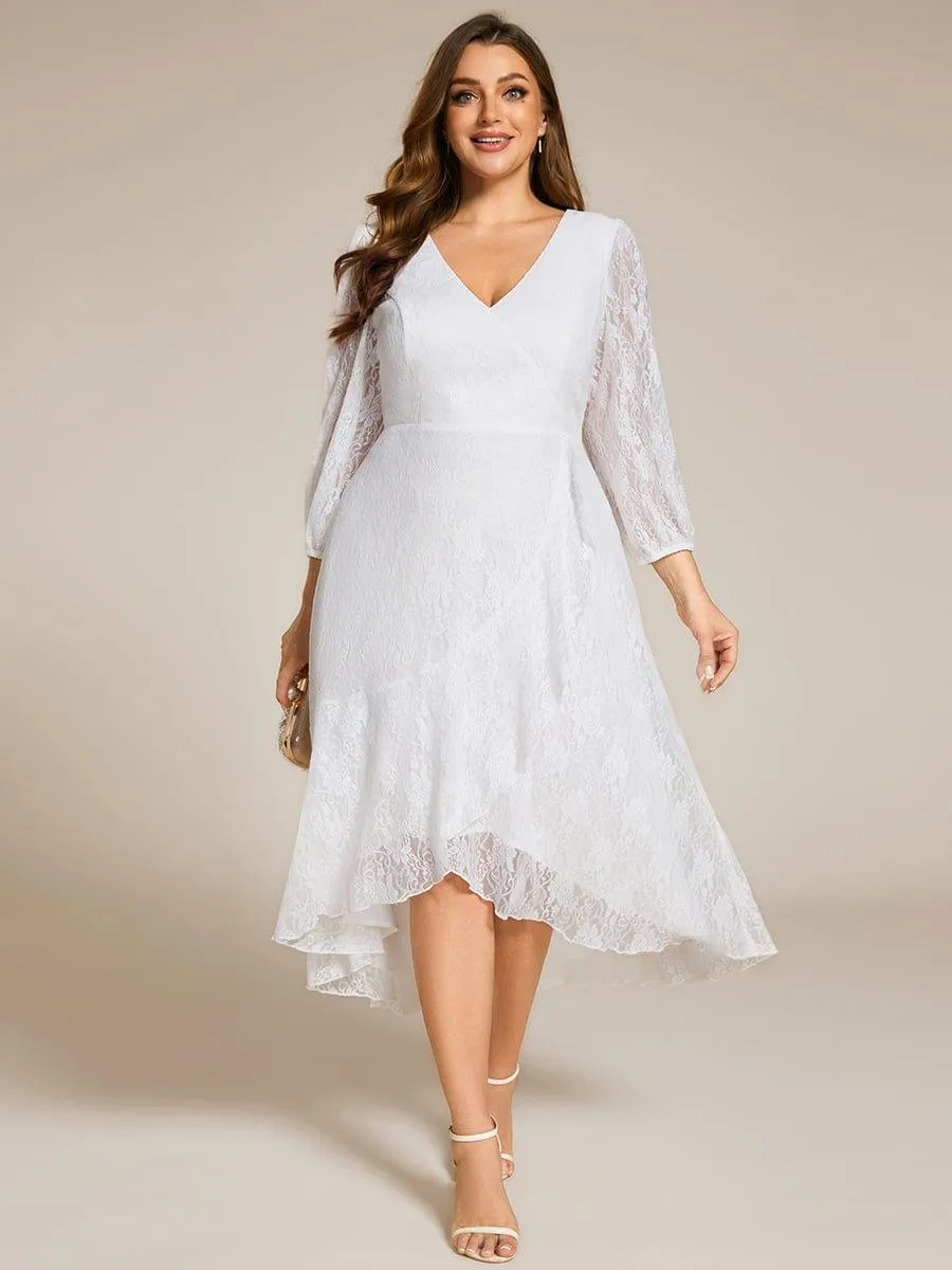 Irene | Elegant Lace A-Line Long Sleeves Midi Wedding Guest Dress